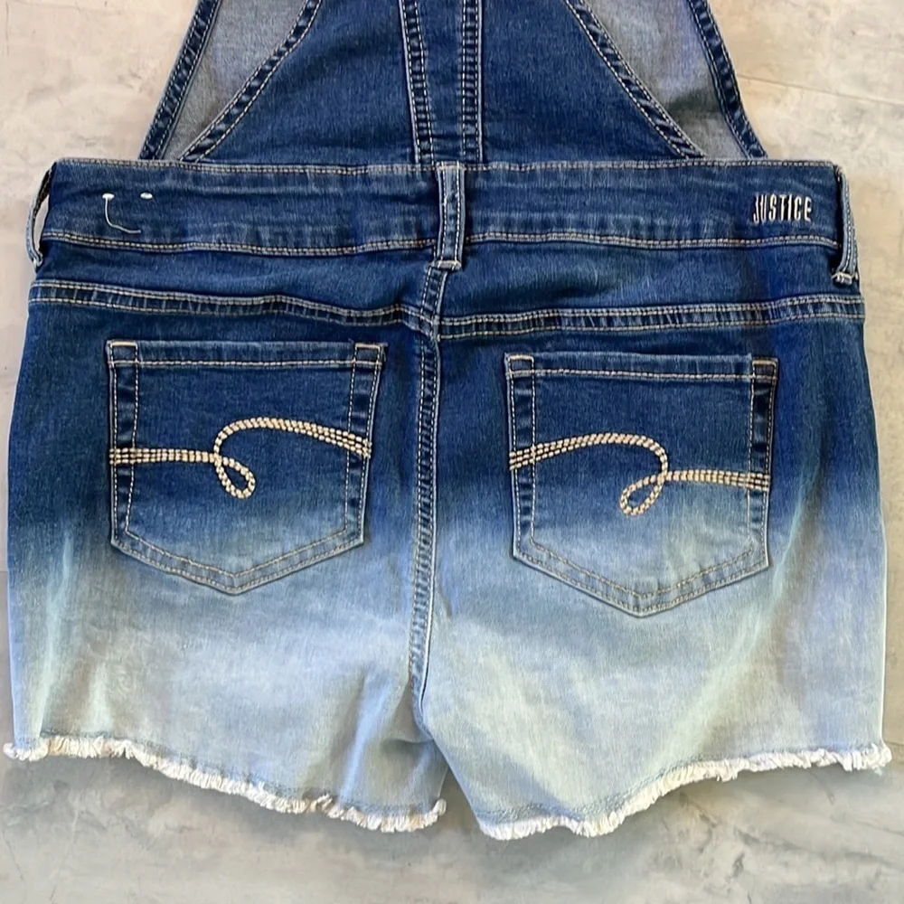 Justice Ombre Blue/White Shortalls Girl’s Sz 16 NWOT Fit Jr. Size 5